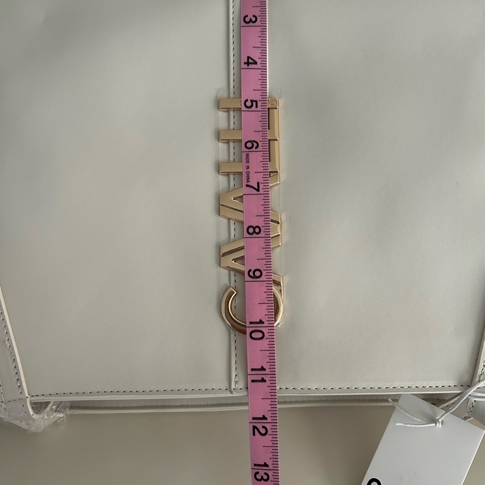 NWT Cavalli Class Sandra Shopper Tote Bag White Asparagus with Gold Hardware - Picture 10 of 14